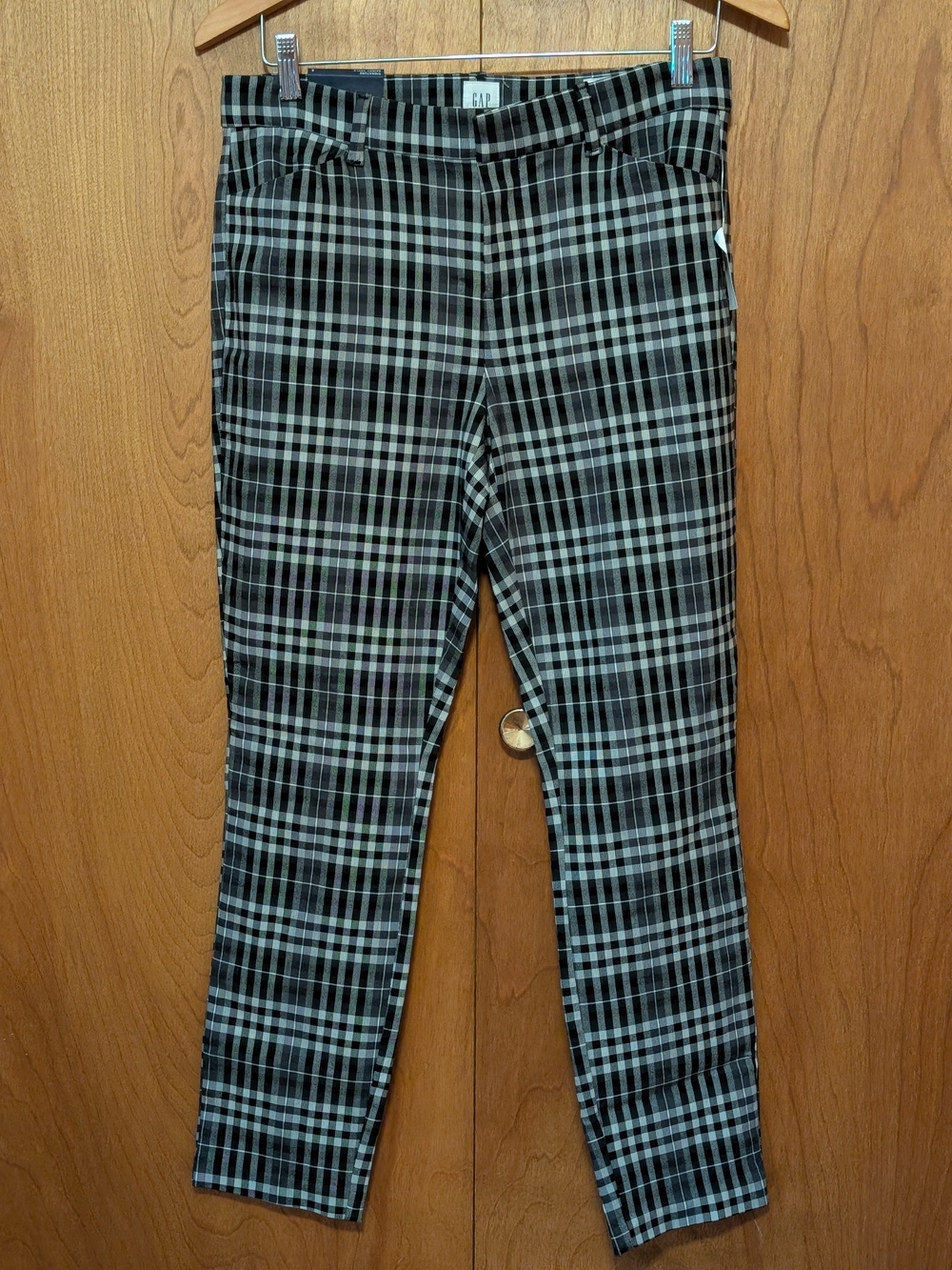 GAP Black and White Plaid Slim Chinos